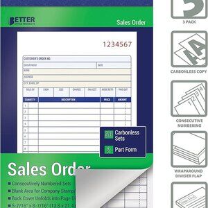 Better Office/ Large Sales Order Book/6 books -2 part carbonless-50 set per book